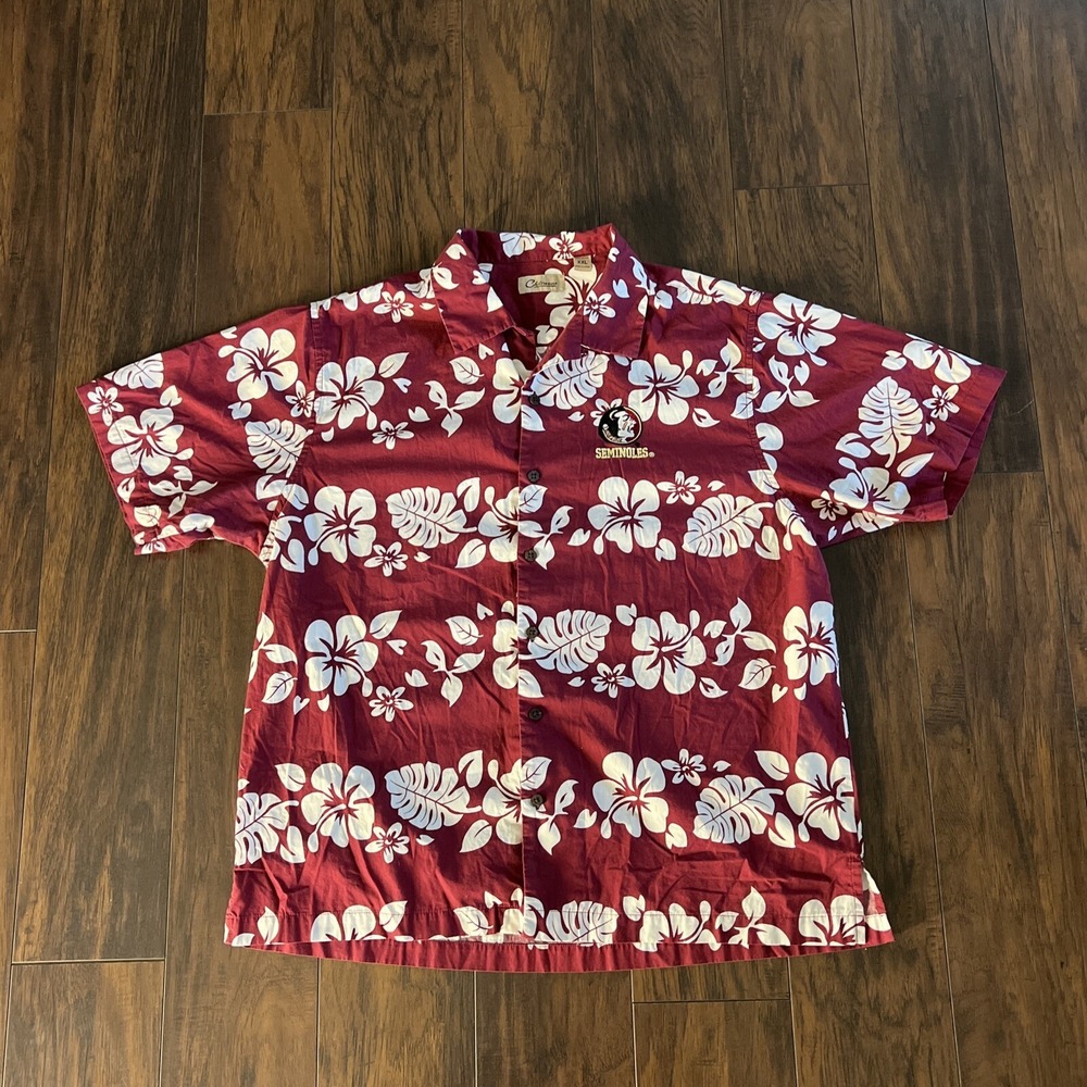 Chiliwear Men's Size XXL FSU Hawaiian‎ Shirt Hibiscus Florida State University